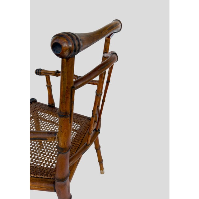 1960s Faux-Bamboo Cane Seat Armchairs Set of 4 For Sale - Image 5 of 7