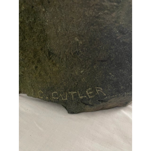 Stone Female Sculpture Carved Stone Bust of a Woman Signed by Artist Charles Cutler - Mid Century For Sale - Image 7 of 11