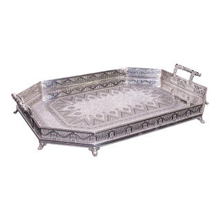Rare Antique Presentation Serving Tray, English, Silver Plate, Victorian, c.1875 For Sale