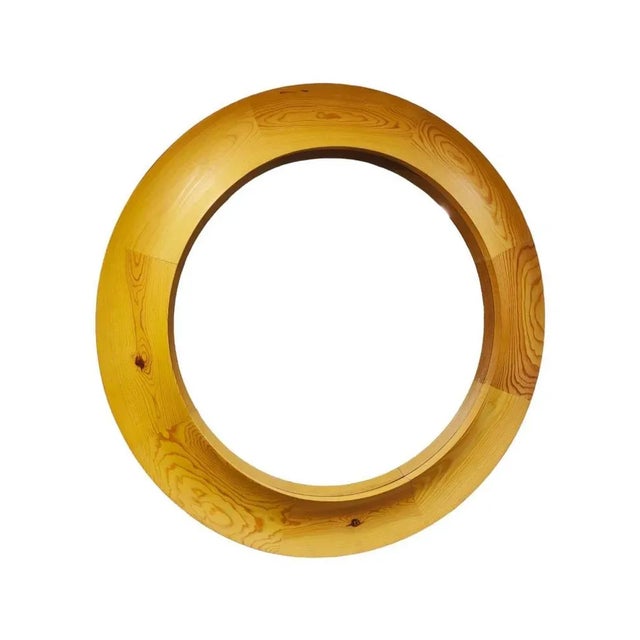 80's convex mirror decorative convex mirror with solid wood frame made with 8 united pieces. Excellent condition. Measures...