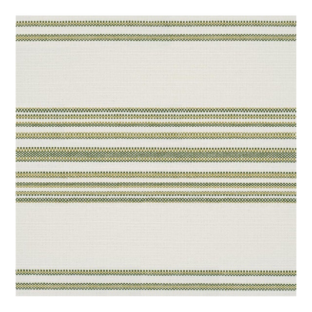 Schumacher Solana Stripe Indoor/Outdoor Fabric In Green For Sale