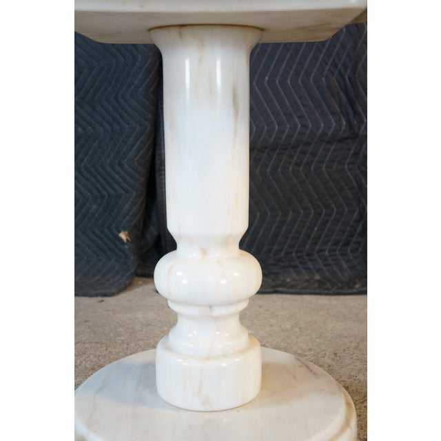 1970s Mid Century Italian Marble Scalloped Pedestal Side Table Sculpture Stand For Sale - Image 5 of 16