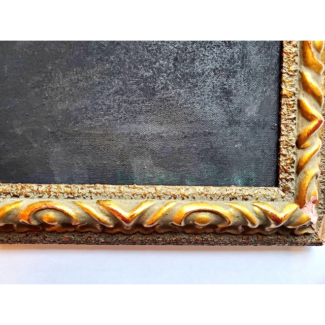 Elegant Midcentury Painting of Romantic Couple For Sale - Image 4 of 5