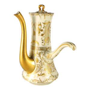Late 18th Century Tressemanes and Vogt Limoges Chocolate Pot With Raised Gold Trim
