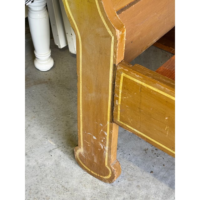 Mustard Vintage Hand-Painted Country Provincial Wooden Bed Frame For Sale - Image 8 of 13