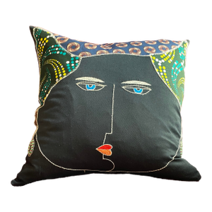 Newport Layton Home Fashion Cloth & Embroidery Black Face Pillow