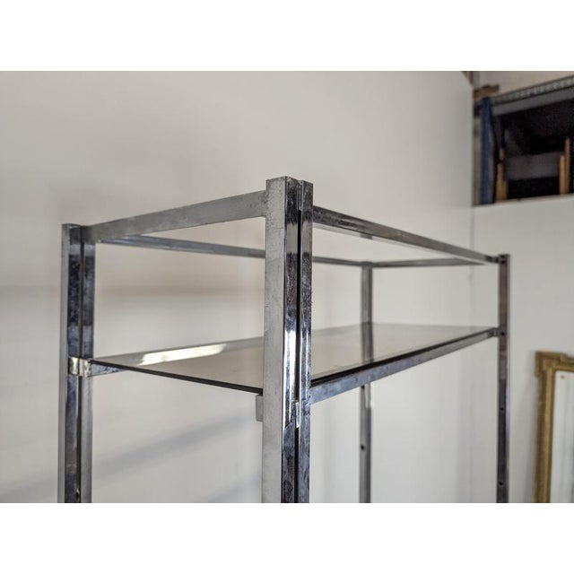 Chrome and Smoked Glass Shelf, 1970s For Sale - Image 3 of 7