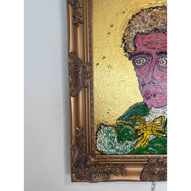 Textile Textured Painting on Canvas by Serg Graff "Portrait of Alexander Hamilton", Coa, Framed For Sale - Image 7 of 9