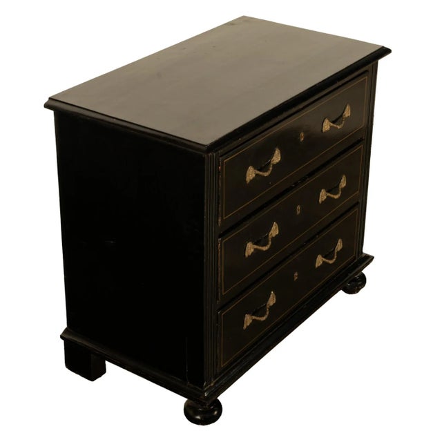 Black Antique Early 19th C Regency Ebonized Japanned Lacquered Pine Chest Drawers 1820 For Sale - Image 8 of 12