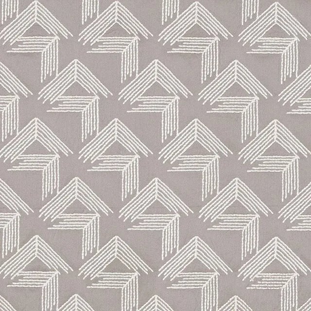 Sample - Schumacher X Miles Redd V Step Fabric in Pale Grey For Sale