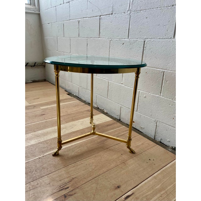1970s Solid Brass Base Side Table on Hoof Feet Mid Century Italian For Sale - Image 5 of 9
