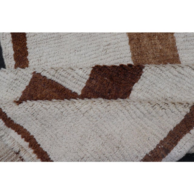 Vintage Turkish Tulu Runner With Ivory Field and Layered Brown Cross Motifs For Sale - Image 12 of 12