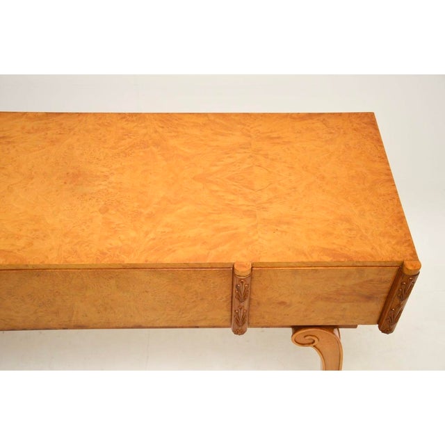 Wood Art Deco Burr Walnut Console Table attributed to Hille, 1920s For Sale - Image 7 of 10