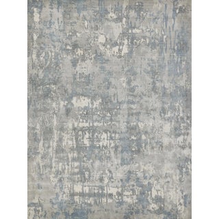 Exquisite Rugs Murano Handmade New Zealand Wool & Bamboo Silk Silver/Blue Rug-9'X12' For Sale