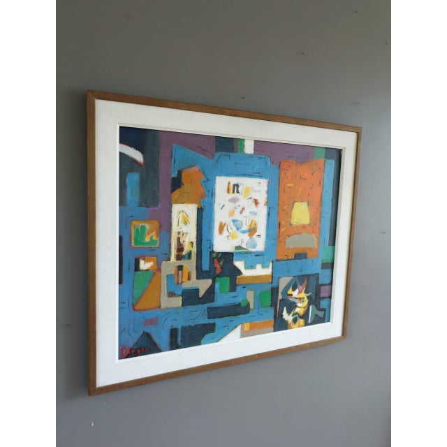 Mid-Century Modern 'The Collector's Room' Vintage Swedish Abstract Interior Oil Painting, Framed For Sale - Image 4 of 12
