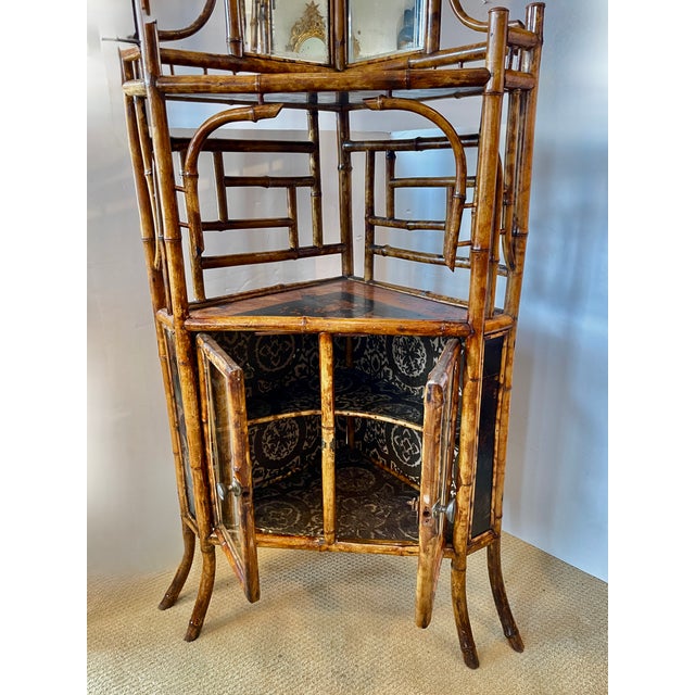 Antique French Bamboo & Lacquer Corner Cabinet, c.1870 For Sale In West Palm - Image 6 of 17