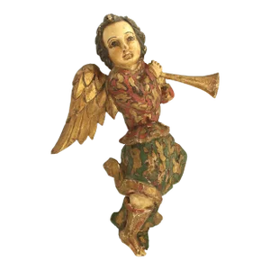 18th Century Italian Winged Cherub Carved Giltwood
