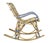 Matthew Izzo Home Cannes Tan, Blue, and White Rattan Rocking Chair For Sale - Image 4 of 7