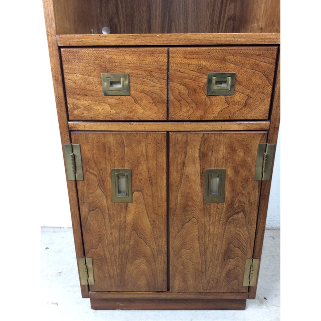 Vintage Campaign Style Tall Cabinet With Lighted Shelving by Stanley For Sale - Image 17 of 17