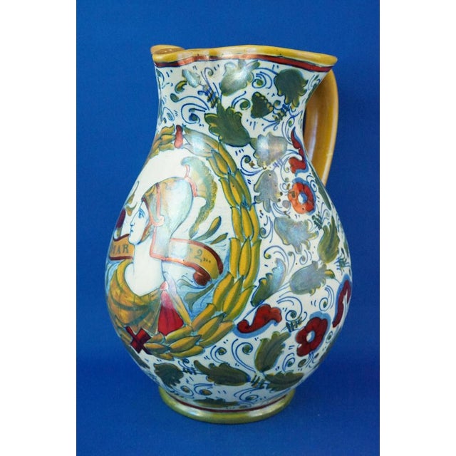 Neo-Renaissance Ceramic Jug Vase by Gualdo Tadino for Icap, Italy, 1920s. Large glazed and vitrified ceramic jug, entirely...