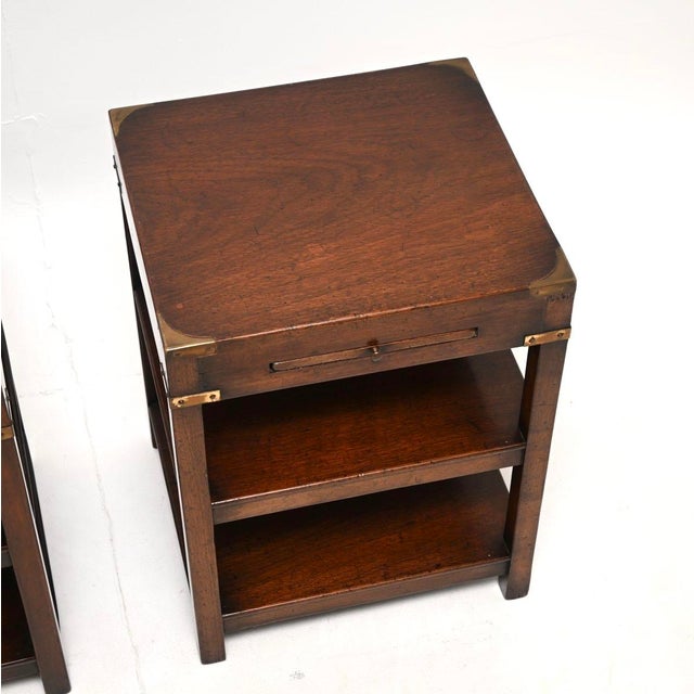 Wood Vintage Military Campaign Style Side Tables, 1930, Set of 2 For Sale - Image 7 of 11