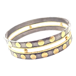 Gurhan Deco 24k Yellow Gold Sterling Silver Bangle Bracelet Paper