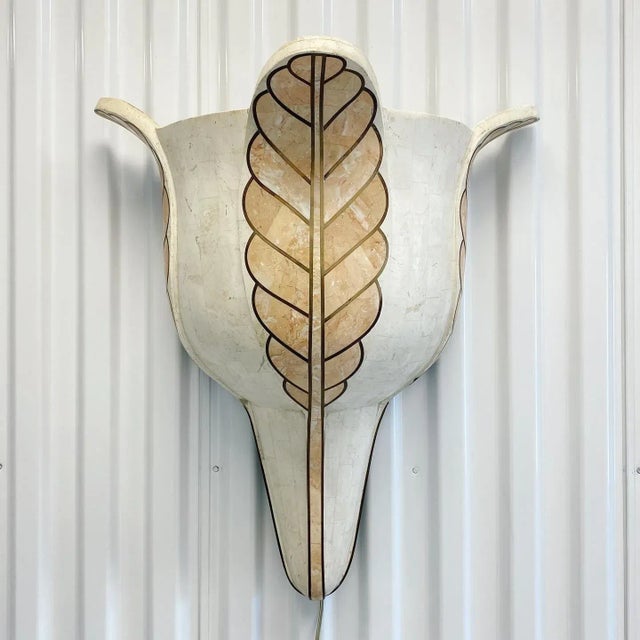 Maitland Smith Style Inlaid Marble Stone and Brass Wall Sconce Lamp For Sale - Image 13 of 13