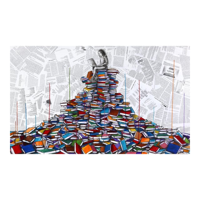 Relativity of Knowledge - Vibrant Colorful Mixed Media Surrealist Figurative Original Artwork by Robert Lebsack For Sale