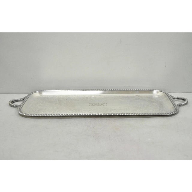 Victorian Vintage Black Starr & Gorham Silver Plated Narrow Serving Platter Bar Tray For Sale - Image 3 of 17