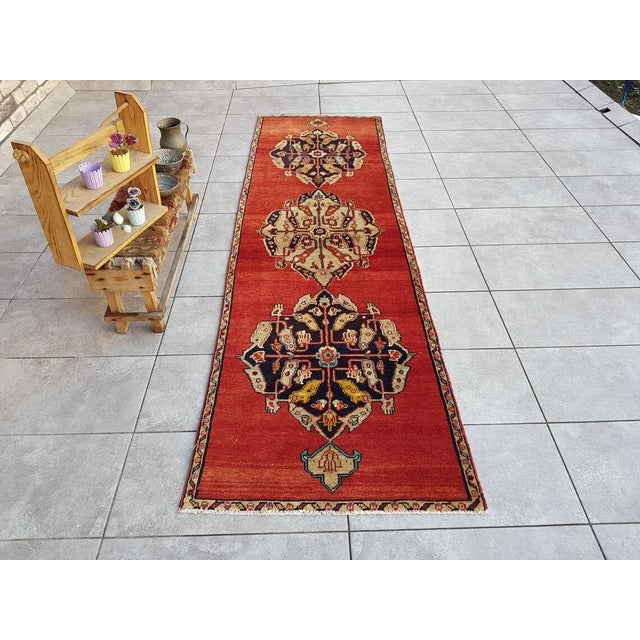 Red Anatolian Oushak Runner Rug For Sale - Image 11 of 11