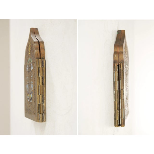 Antique Russian Polyptych With Enamel Travel Icon For Sale In Philadelphia - Image 6 of 12