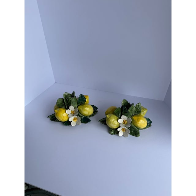 Vintage Ceramic Lemon & Blossom Candlesticks – Pair For Sale In Orlando - Image 6 of 13