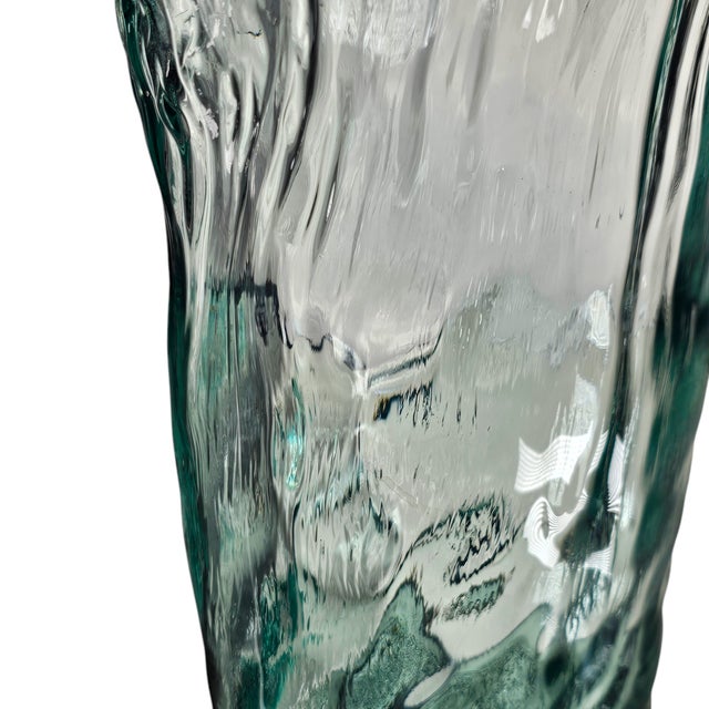 Late 20th Century Vidrios San Miguel Studio Authentic 100% Recycled Glass Aqua Seagrass Vase 13" For Sale - Image 5 of 7
