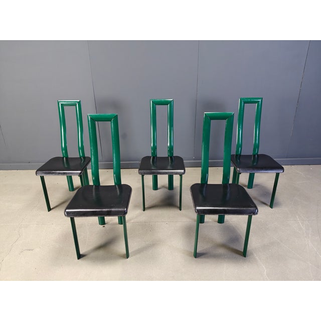 Italian Model Regia Dining Chairs by Antonello Mosca for Ycami, 1980s, Set of 5 For Sale - Image 10 of 11
