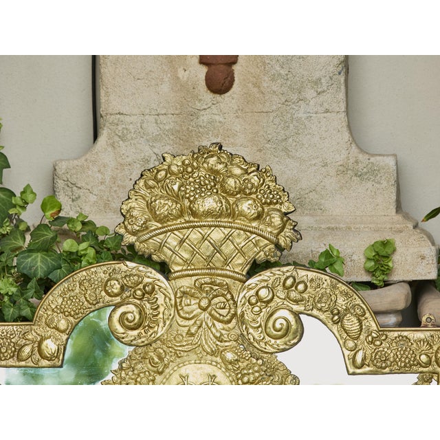 Brass English 19th Century Brass and Mirror Architectural Element with Floral Decor For Sale - Image 8 of 12