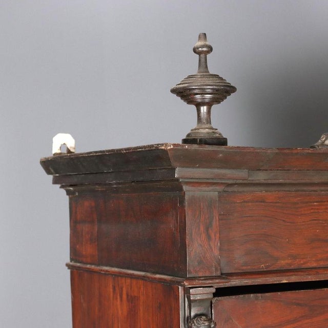 Wood Antique Wardrobe in Violet Wood Veneer, Italy, 19th Century For Sale - Image 7 of 13