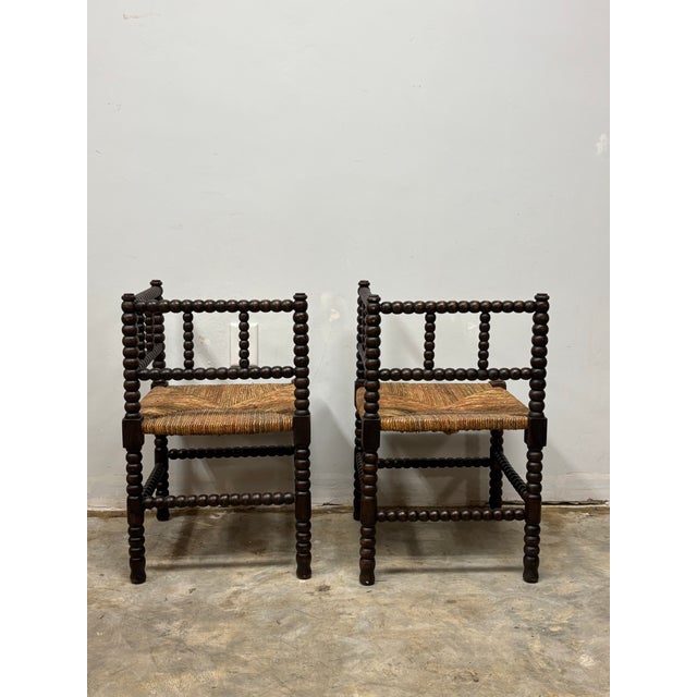 Vintage Bobbin Turned Chairs With Rush Seats For Sale In Naples, FL - Image 6 of 6