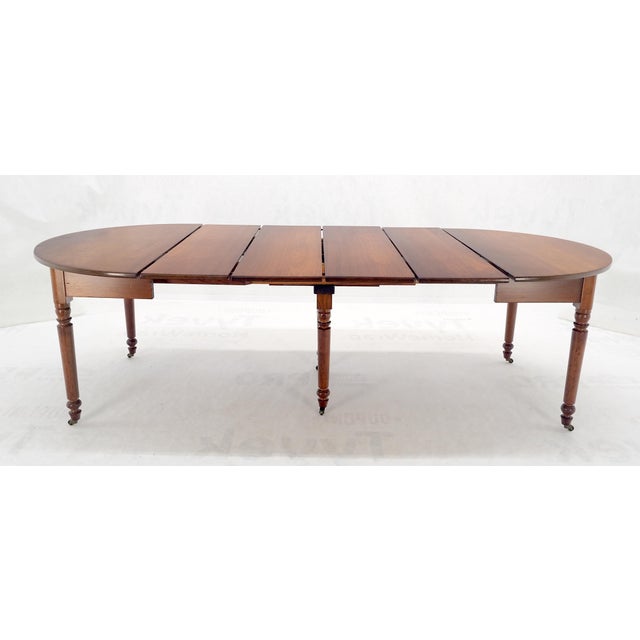 Antique Sheraton Solid Light Amber Walnut Round Dining Table 4 Extension Boards MINT! Rare super clean original condition....