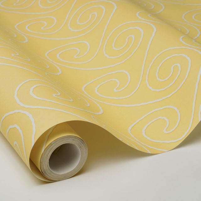 Schumacher Sample - Schumacher Fortuna Wallcovering In Light Yellow For Sale - Image 4 of 6