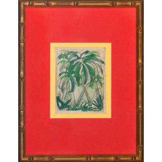 1950s "Grove of Palms" Watercolor For Sale