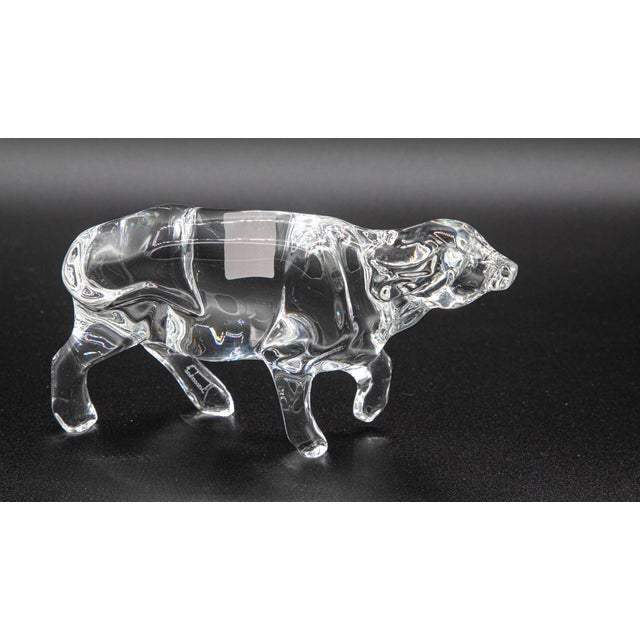 Modern Late 20th Century Baccarat Crystal Ox Figurine With Original Box For Sale - Image 3 of 5