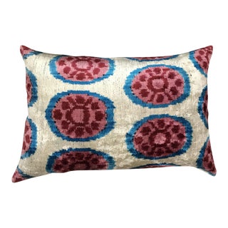 Silk Uzbek Ikat Velvet Hand Made Pillow Cushion For Sale