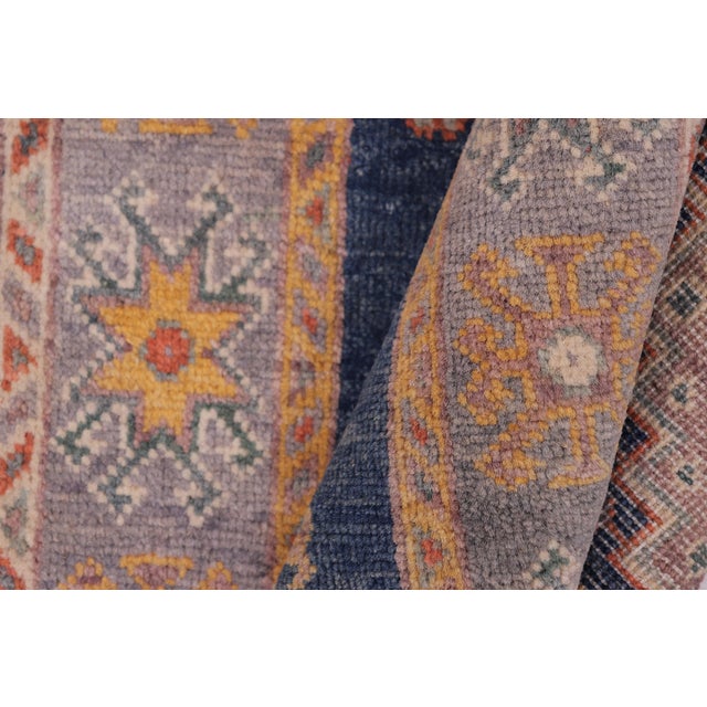 Textile Tribal Kazak Bohemian Blue/Gray Wool Rug - 2'0''x3'0'' For Sale - Image 7 of 10