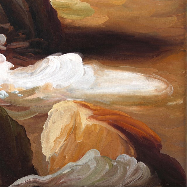 Beachwalk - Original Atmospheric Sunset Coastal Seascape Oil Painting For Sale In Los Angeles - Image 6 of 9