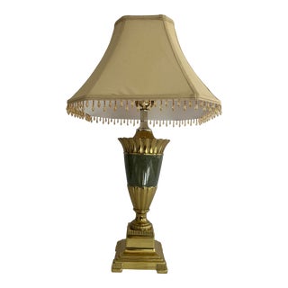 1970s Brass and Ceramic Urn Style Table Lamp For Sale