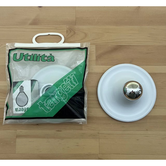 Cool postmodern set of four white wall sconces or flush mounts by targetti sankey. Model: 376 blanco. These fixtures were...