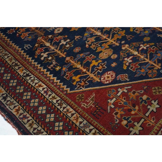 Blue Antique Qashqai Rug 3'8'' x 4'10'' For Sale - Image 8 of 12