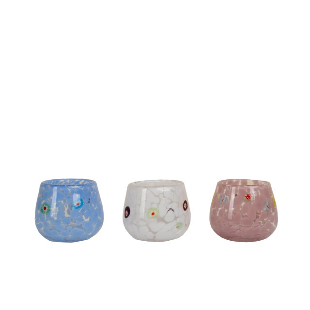 Italian Torcello Millefiori/Stripes Votive, White, Set of 4 For Sale - Image 3 of 3