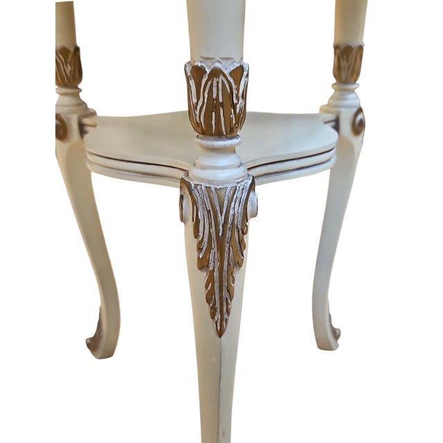 1980s Late 20th Century, Baroque Inspired Italian Marble Top Accent Table With Ornate Carvings For Sale - Image 5 of 12