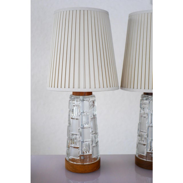 Mid-Century Modern Scandinavian Teak and Glass Table Lamps, Set of 2 For Sale - Image 11 of 13